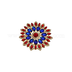 ラインストーンカボション1個  黄金の合金パーツ  フラットバック  花  カプリブルー  110x103x9mm&nbsp;RB-FG0001-04B