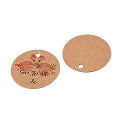 クラフト紙の花柄ギフトタグ100個  ラウンド  バリーウッド  3x0.04cm&nbsp;CDIS-H007-02