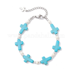 Synthetic Turquoise & Non-magnetic Hematite Beaded Bracelets for Women&nbsp;BJEW-JB12222-02