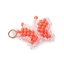 ガラスシードビーズの蝶のペンダント  304ステンレススチール製ジャンプリング付き  ミックスカラー  18x22.5x4.5mm  穴：3.5mm&nbsp;PALLOY-MZ00473