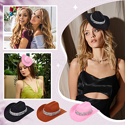 3Pcs 3 Colors Non-woven Fabric with Rhinestones and Iron Alligator Hair Clips&nbsp;AJEW-NB0008-69