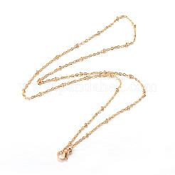 304ステンレススチールアズキチェーンネックレス  カニカン付き  ミックスカラー  17.91インチ（45.5cm）  1.5mm&nbsp;NJEW-P147-06