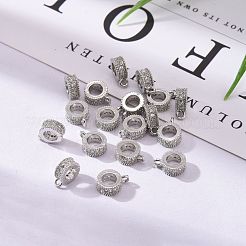 Rack Plating Brass Micro Pave Cubic Zirconia Tube Bails&nbsp;ZIRC-I012-05P-RS