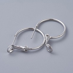 真鍮製フープピアス  リング  プラチナ  20x1.5mm  ピン：0.6mm&nbsp;KK-I665-26A-P