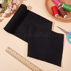 ポリエステルストレッチニットリブ生地  衣料品用  ブラック  100x15x0.15~0.2cm&nbsp;FIND-WH0137-25A
