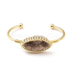 Natural Smoky Quartz Horse Eye Wrapped Cuff Bangle&nbsp;G-D458-02G-08-RS