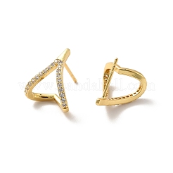 Clear Cubic Zirconia Twist Heart Stud Earrings&nbsp;EJEW-K093-17G