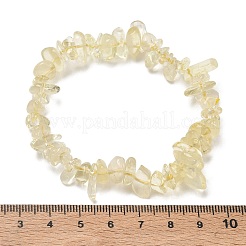 Heated Natural Lemon Quartz Chip Beaded Stretch Bracelets for Women&nbsp;BJEW-D467-01D