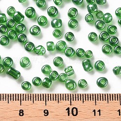 （詰め替えサービスあり）ガラスシードビーズ  トランス。光沢の色  ラウンド  ダークゴリーン  6/0  4mm  穴：1.5mm  約12 G /袋&nbsp;SEED-C015-4mm-107B