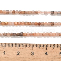 天然石ムーンストーンビーズ連売り  ファセットテーブルカットキューブビーズ  2.5x2.5x2.5mm  穴：0.5mm  約183個/連  15.63インチ（39.7cm）&nbsp;G-L634-D04-2.5x2.5mm