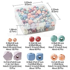 256Pcs 6 Styles Spray Painted Natural Maple Wood Beads&nbsp;WOOD-FS0001-10