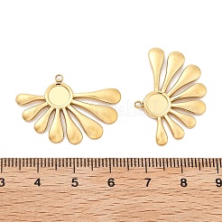 イオンプレーティング（IP）304ステンレススチールペンダントカボションセッティング  花  18KGP本金メッキ  20.5x30x2mm  穴：1.5mm&nbsp;STAS-G347-02G