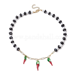 Handmade Lampwork Mushroom & Hot Pepper Pendant Necklaces&nbsp;NJEW-JN05142