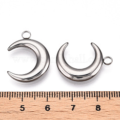 変色しにくい201ステンレススチールペンダント  三日月形  ステンレス鋼色  23.5x18x3mm  穴：2.5mm&nbsp;X-STAS-R100-06