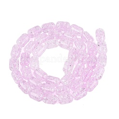 透明クラックルガラスビーズ連売り  コラム  プラム  9~9.5x6~6.5mm  穴：1~1.2mm  約43個/連  15.55~15.75''（39.5~40センチメートル）&nbsp;GLAA-NH0001-04-A03