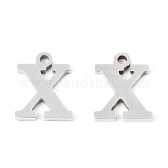ステンレススチールチャーム201個  アルファベット  文字.x  8.5x7x1mm  穴：1mm&nbsp;STAS-N091-176X-P