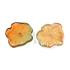 透明ガラスビーズ  蓮の葉  焼き付け塗料  砂茶色  20x19.5x4.5~5mm  穴：1.2mm&nbsp;DGLA-E004-02L