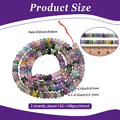 2連売り染め天然白翡翠ビーズ連売り  ロンデル  ミックスカラー  4.5x2.5~3mm  穴：0.8mm  約142~148個/連  14.57~14.96''（37~38センチメートル）&nbsp;G-PA0001-85