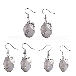 Natural Quartz Crystal Elephant Head Dangle Earrings&nbsp;EJEW-A092-07P-14