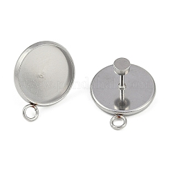 変色しない304ステンレススチールスタッドピアス金具  フラットラウンド  ステンレス鋼色  19x15.5x10mm  穴：2.5mm&nbsp;STAS-Z084-08B-P