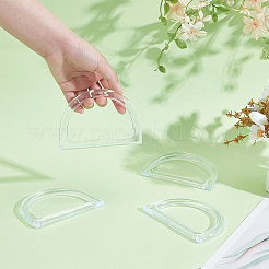樹脂バッグハンドル  文字dの形  透明  8.5x12x0.85cm  内径：6.05x9.5のCM  4個/セット&nbsp;DIY-PH0029-63D