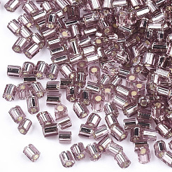 FGBグレードAガラスシードビーズ  六角形（ツーカット）  銀並ぶ  ロージーブラウン  1.5~2.5x1.5~2mm  穴：0.8mm  約2100個/袋  450 G /袋&nbsp;SEED-S022-04A-09
