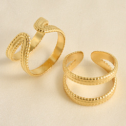 Double-layer 304 Stainless Steel Open Cuff Rings&nbsp;JO2832-2