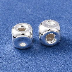 真鍮ビーズ  テクスチャードキューブ  カドミウムフリー＆鉛フリー  ラックめっき  長持ちメッキ  925銀メッキ  6.5x6x6mm  穴：1.8mm&nbsp;KK-C157-08A-S