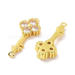 Real 18K Gold Plated Brass Pave Cubic Zirconia Connector Charms&nbsp;KK-L209-042G-01