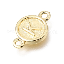 Brass Disc with Initial Links Connector Charms&nbsp;KK-E802-36G-K