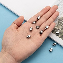 変色しにくい304ステンレススチールコードエンド  ステンレス鋼色  10x7mm  穴：2.2mm  6mm内径&nbsp;STAS-E020-7