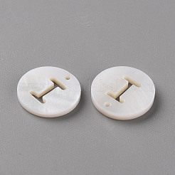 天然淡水シェルのペンダント  アルファベット付きフラットラウンド  文字.i  12x1.5mm  穴：1mm&nbsp;SHEL-Q311-008I
