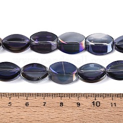 電気メッキガラスビーズセット  半分メッキ  オーバル  ダークスレートブルー  17x14x6~6.5mm  穴：0.9~1mm  約36~37個/連  23.82~24.80インチ（60.5~63cm）&nbsp;EGLA-Q134-02A-B03