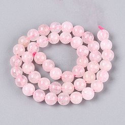 天然石ローズクォーツビーズ連売り  スムーズなラウンド  8~8.5mm  穴：0.8~1mm  約44~47個/連  14.37~15.35インチ（36.5~39cm）&nbsp;G-Q601-13A-08