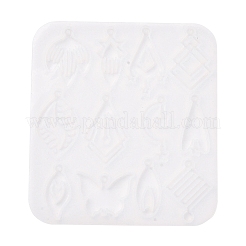 ペンダントシリコンモールド  イヤリング型  ジェッソ樹脂鋳造金型  混合図形  ホワイト  99x90x4mm&nbsp;AJEW-S041-03C