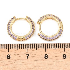 Brass Cubic Zirconia Hoop Earrings&nbsp;EJEW-A156-05G