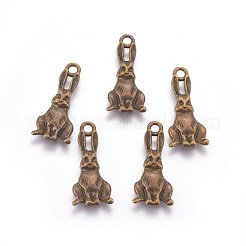 合金のチベット風チャーム  カドミウムフリー＆ニッケルフリー＆鉛フリー  兎  アンティークブロンズ  23.5x10.3x2.8mm  穴：2mm&nbsp;PALLOY-A15373-AB-NF
