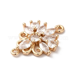 Brass Pave Clear Glass Connector Charms&nbsp;X-KK-C062-069G