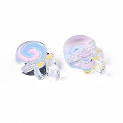 透明なアクリルビーズ  エナメル  ロリポップ  ミックスカラー  28x18.5x10.5mm  穴：3mm&nbsp;X-ACRC-S039-04