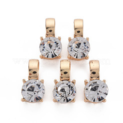 クリアガラスペンダント  真鍮パーツ  長持ちメッキ  多面カット  フラットラウンド  ライトゴールド  16x8x8mm  穴：6.5mm&nbsp;X-GLAA-Q088-026A