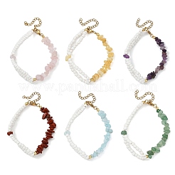 Natural Gemstone Chip Beads & Glass Seed Beads Beaded Bracelets for Women&nbsp;BJEW-JB14137