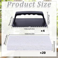 長方形ポリエステルクリーニングブラシ4袋  プラスチック製のハンドル付き  ブラック  150x88x23.5mm&nbsp;AJEW-OC0016-29B