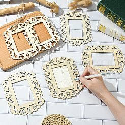 ウッドビッグサイズペンダントトップ  吊り下げ飾り用  長方形  バリーウッド  160x120x2.5mm  内径：83x55mm  12個/セット&nbsp;WOOD-CJC0019-12