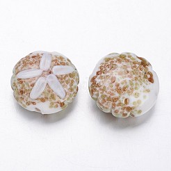 海のスタイルフラットラウンド手作りランプワークビーズ  淡い茶色  20~21x9~11mm  穴：2mm  約12個/箱&nbsp;LAMP-F006-20