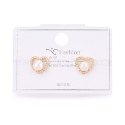 925 Sterling Silver Micro Pave Clear Cubic Zirconia Hear Stud Earrings&nbsp;STER-N016-78G