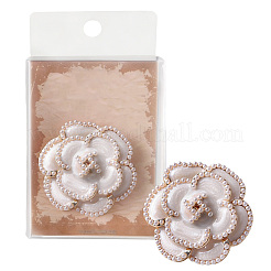 花の合金エナメルとプラスチックパールクリップ  ホワイト  47x47.5x22mm&nbsp;AJEW-WH20130-221A-02