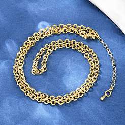 4MM Brass Textured Rolo Chain Necklaces for Men Women&nbsp;NJEW-L012-05G