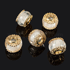 5 個の合金ヨーロッパビーズ  レジンとスパンコールで  大穴ビーズ  ロンデル  透明  13.5x11mm  穴：4.5mm&nbsp;MPDL-TADJ0001-02A