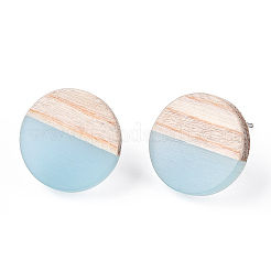 Transparent Resin & Wood Stud Earrings&nbsp;EJEW-N017-003A-D01