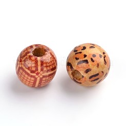 Round Printed Natural Maple Wood Beads&nbsp;WOOD-R243-16mm-M2